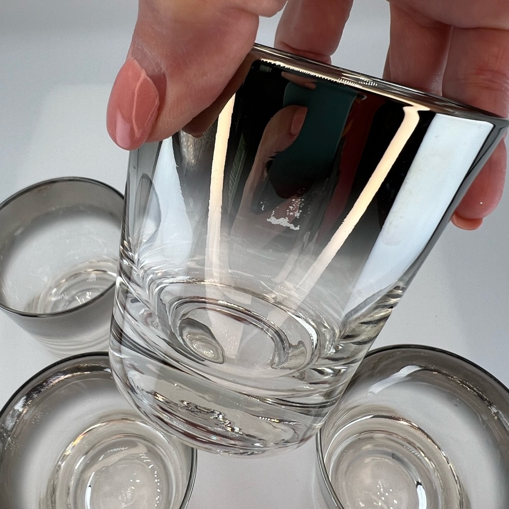 MCM Dorothy Thorpe Style Silver Fade 10oz Old Fashioned Rocks Glasses Set of 4. - Picture 5 of 8